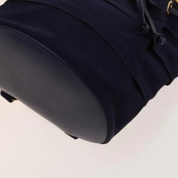 Salvatore Ferragamo Vala Chain Backpack Canvas Navy Gold Auth BA3335 main image 16